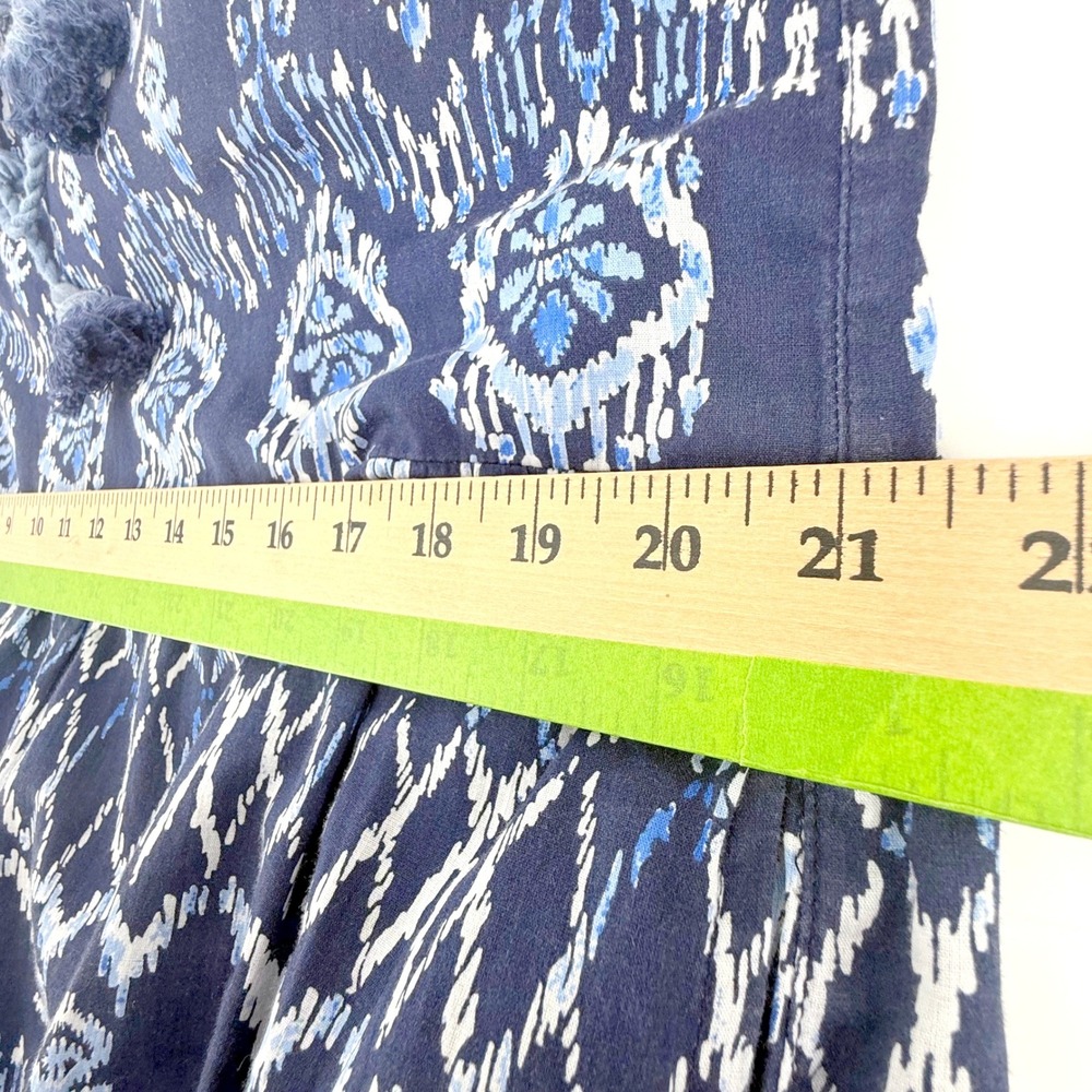 Tommy Bahama Maxi Dress Womens Large Blue Tiered Ikat Cotton Tassel Boho Lined - Picture 8 of 10